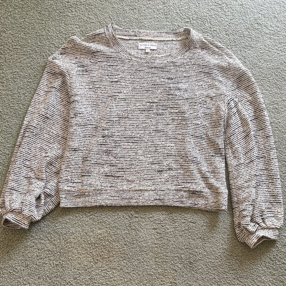Madewell Neutral Marled Cropped Crewneck Sweater